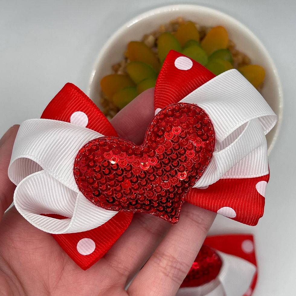 Thumbnail: Girl’s Red Heart Ribbon Bow Hair Clips 2pcs