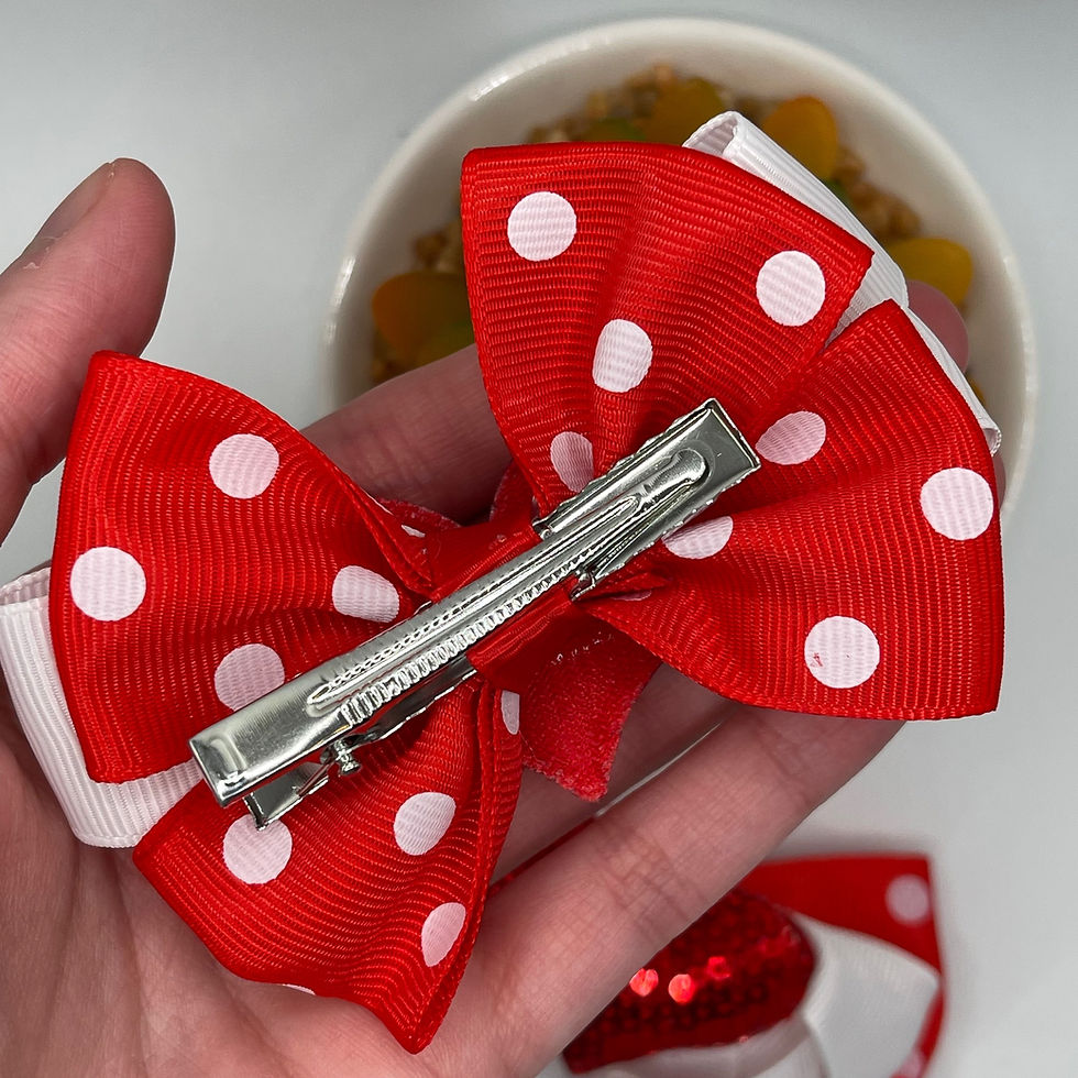 Thumbnail: Girl’s Red Heart Ribbon Bow Hair Clips 2pcs