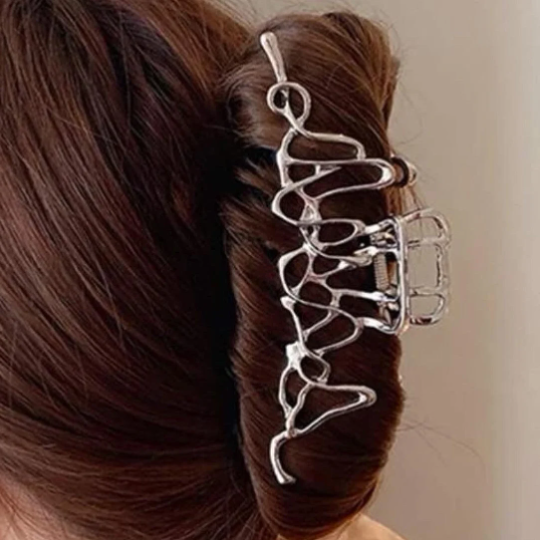 Thumbnail: Silver Liquid Metal Hair Claw Clip