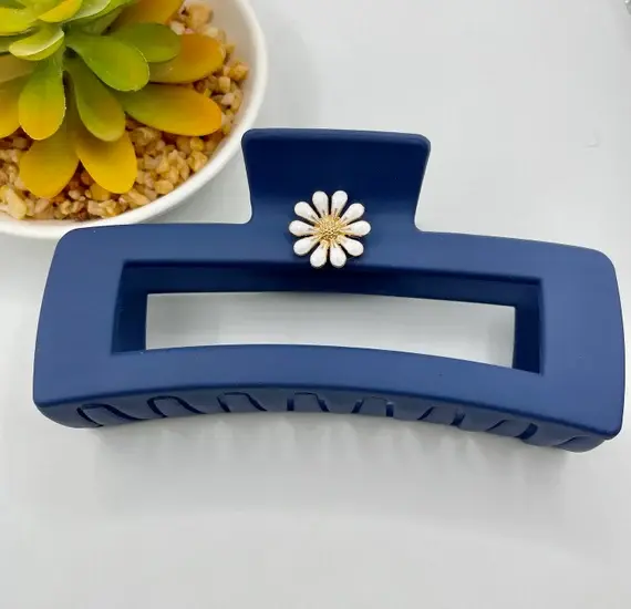 Thumbnail: Blue with Daisy Retangular Hair Claw Clip