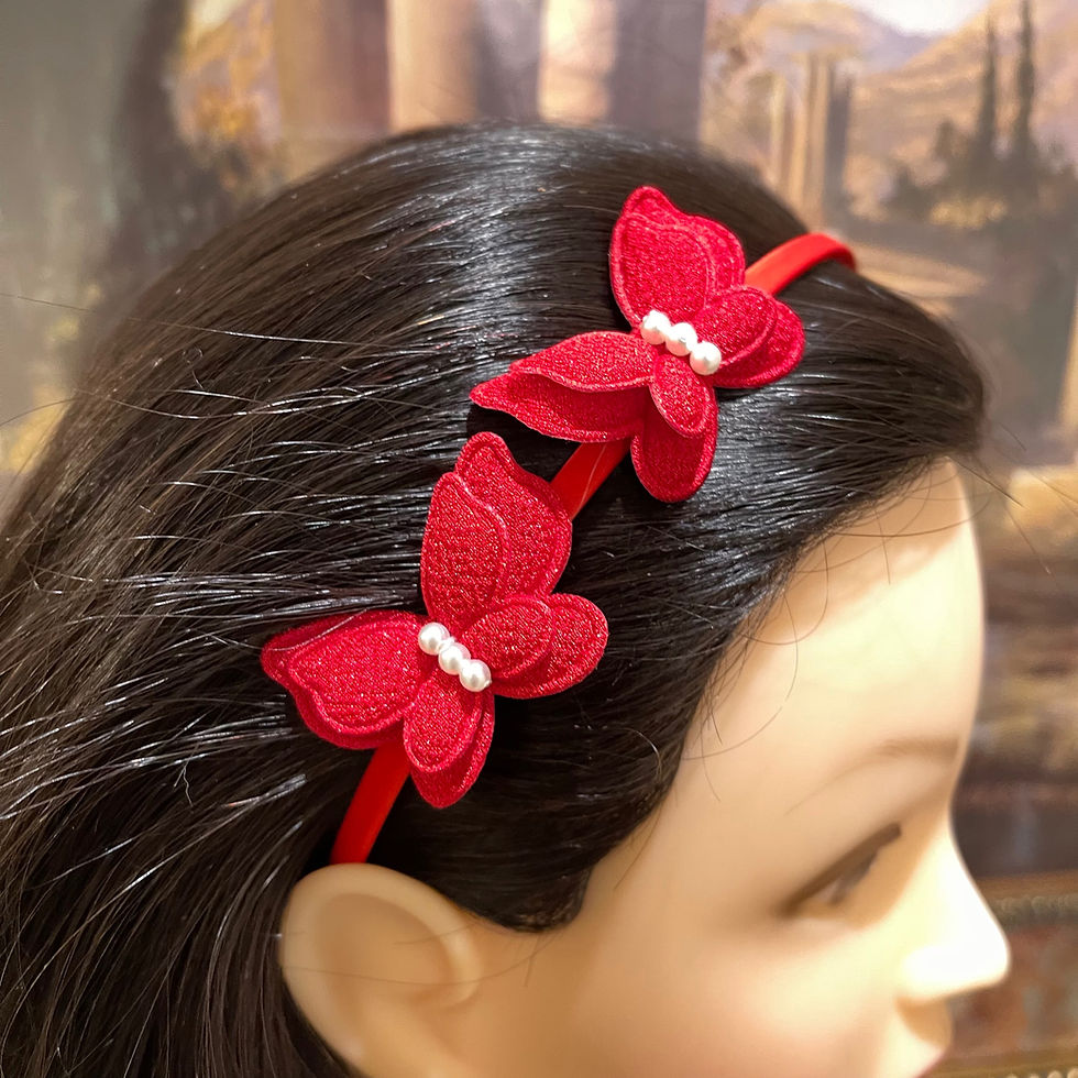 Thumbnail: Girl’s Butterflies and Faux Pearls Hair Headband