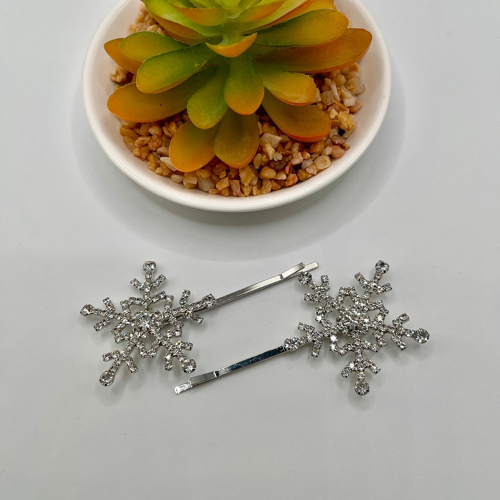 Thumbnail: Rhinestone Hair Pin | 2 Piece Snowflake Hair Pins | DecoGirl Designs