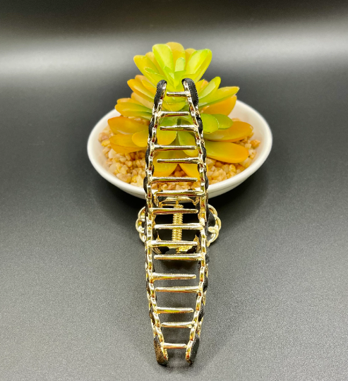 Thumbnail: Black & Gold Chain Metal Hair Claw Clip