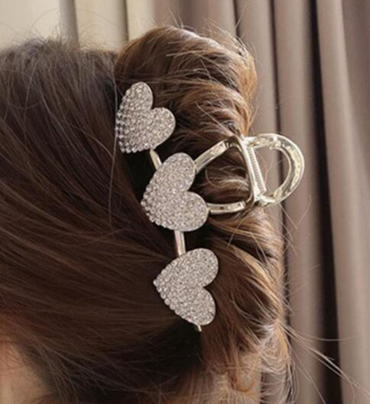 Retro Triple Heart Metal Hair Claw Clip