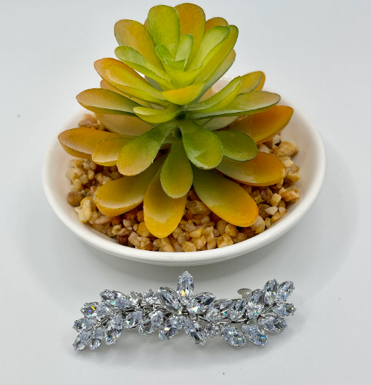 Thumbnail: Cubic Zirconia Leaves French Hair Clip