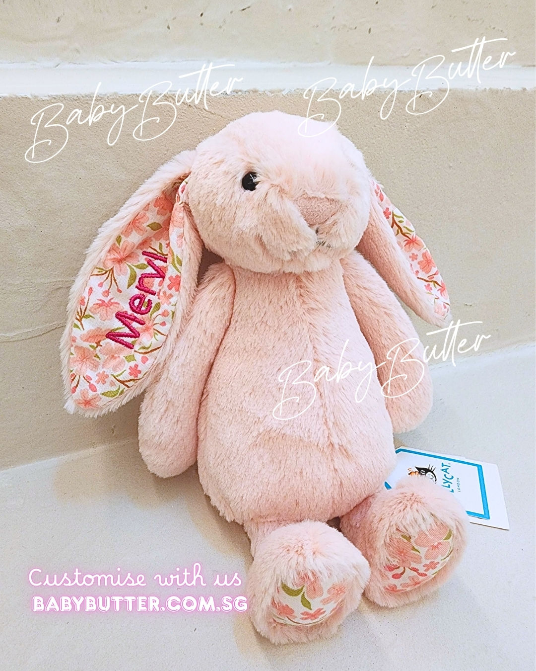 Blossom Blush Bunny 'Cherry' (Small, 18cm) - Personalised Jellycat Bunny