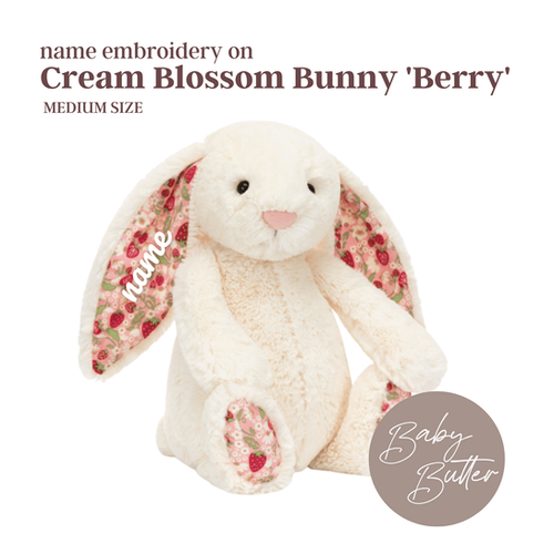 Blossom Cream Bunny 'Berry' (Medium, 31cm) - Personalised Jellycat