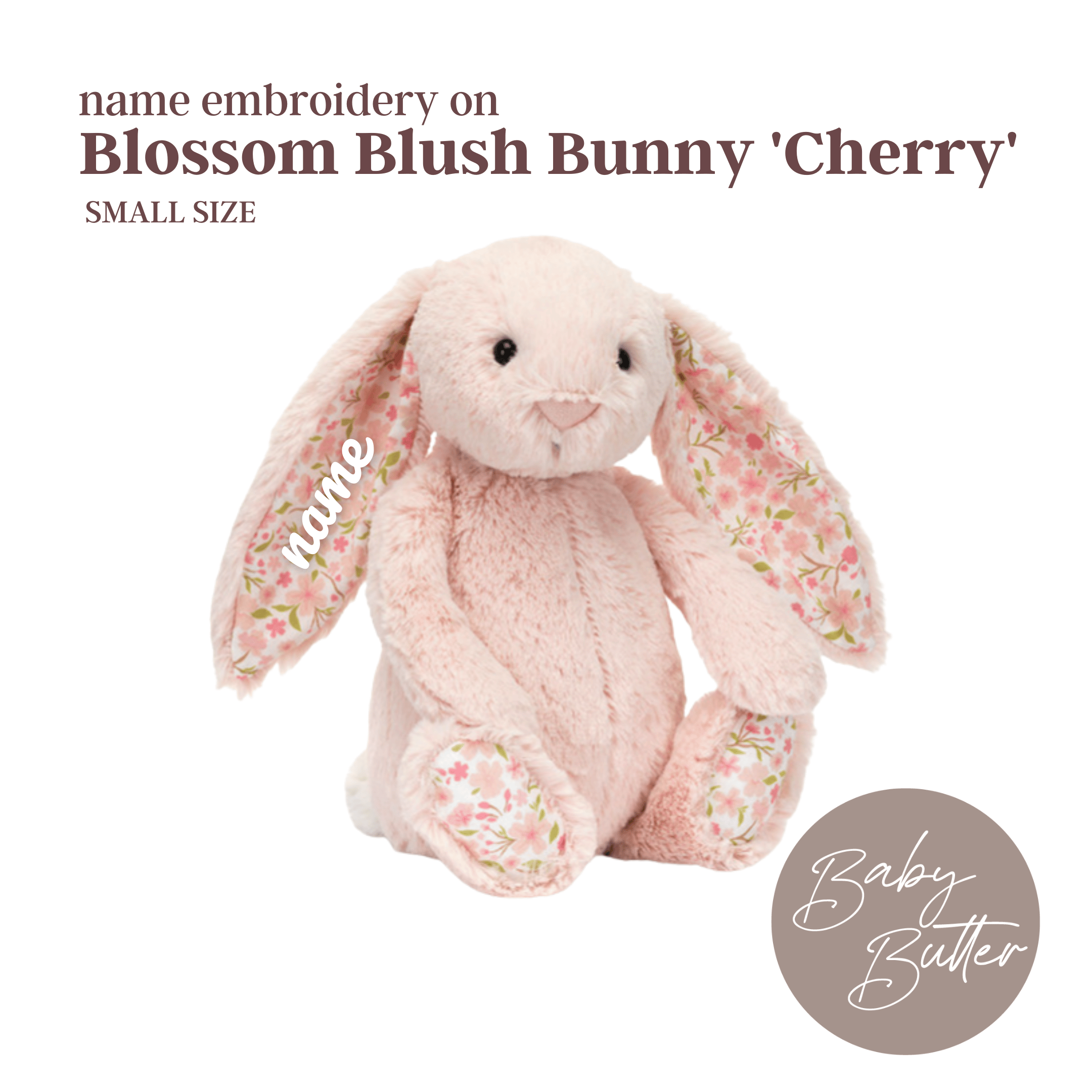Blossom Blush Bunny 'Cherry' (Small, 18cm) - Personalised Jellycat Bunny