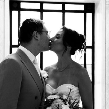 Romantic wedding portrait after a London ceremony