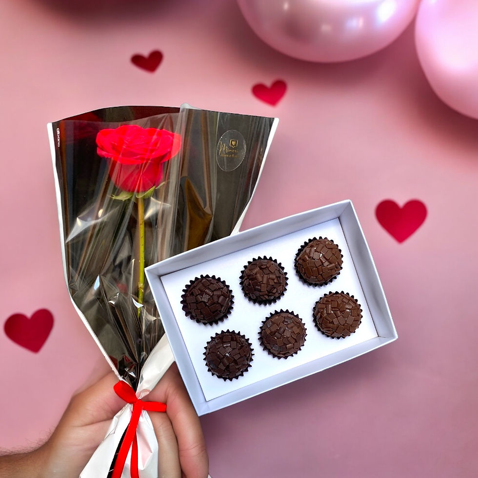 Kit Rosa Vermelha Unitária + Caixinha 6 Brigadeiros Belga