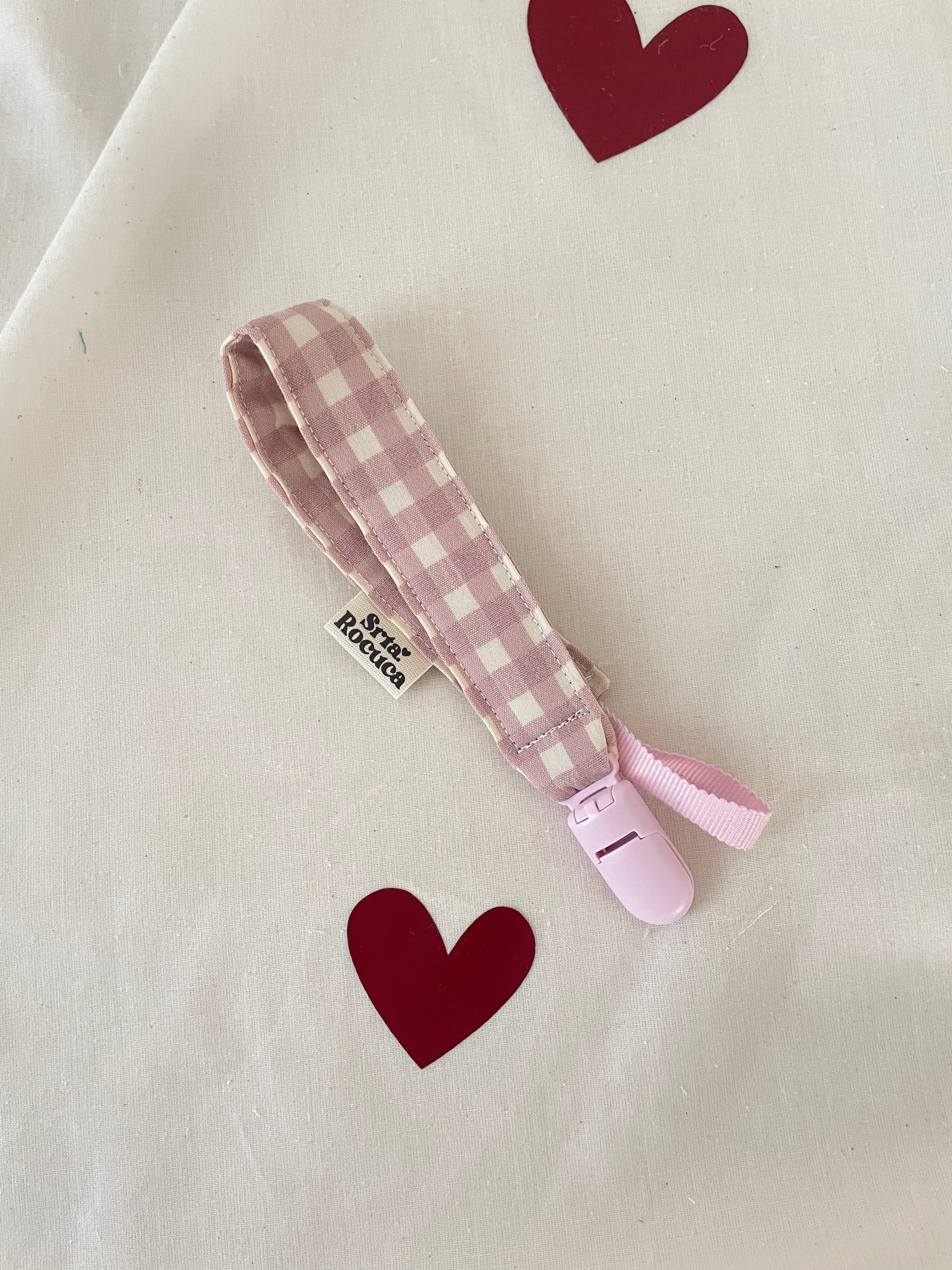 Chupetero vichy rosa