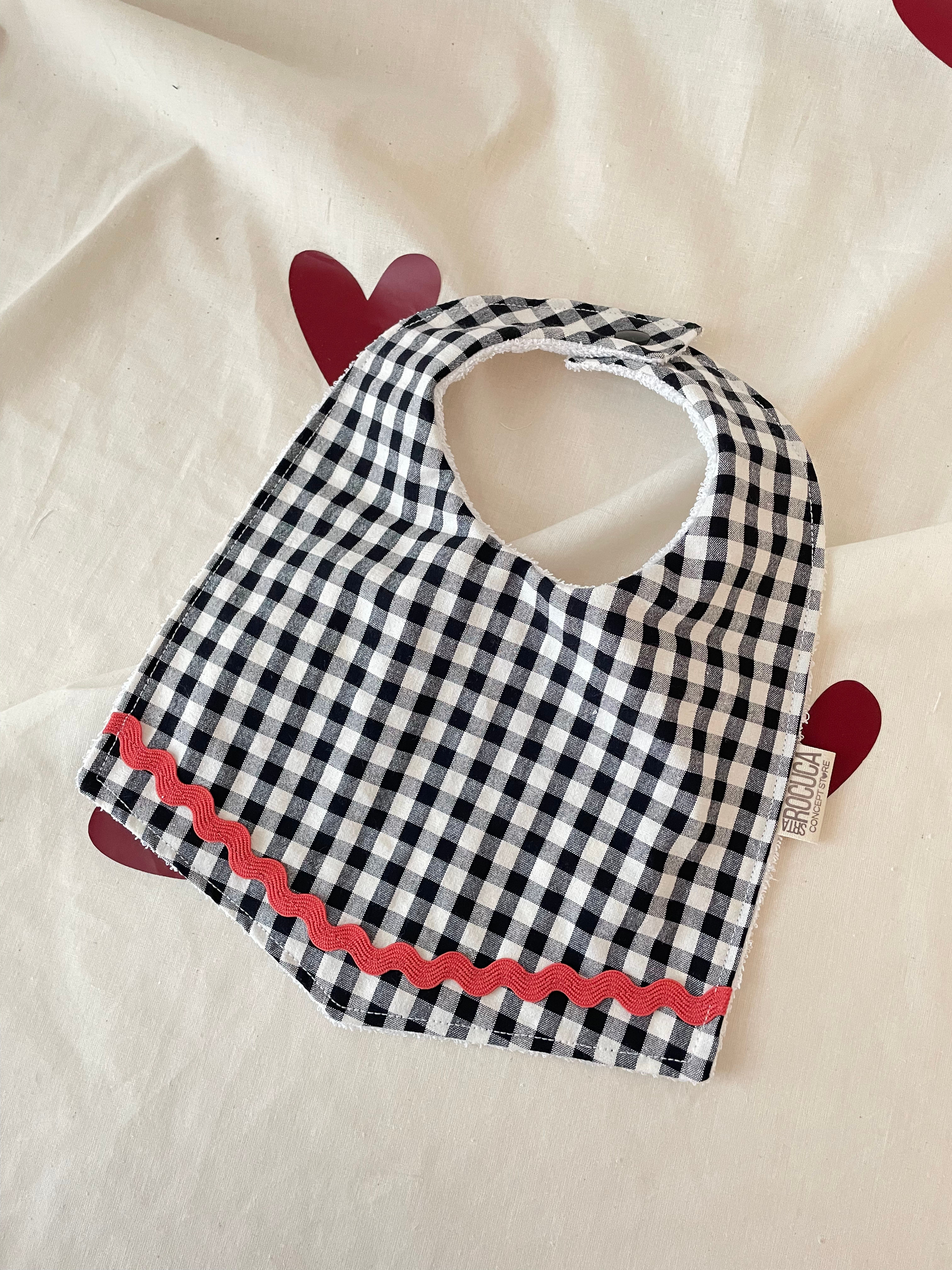 Babero clip ZigZag Vichy negro Rosa
