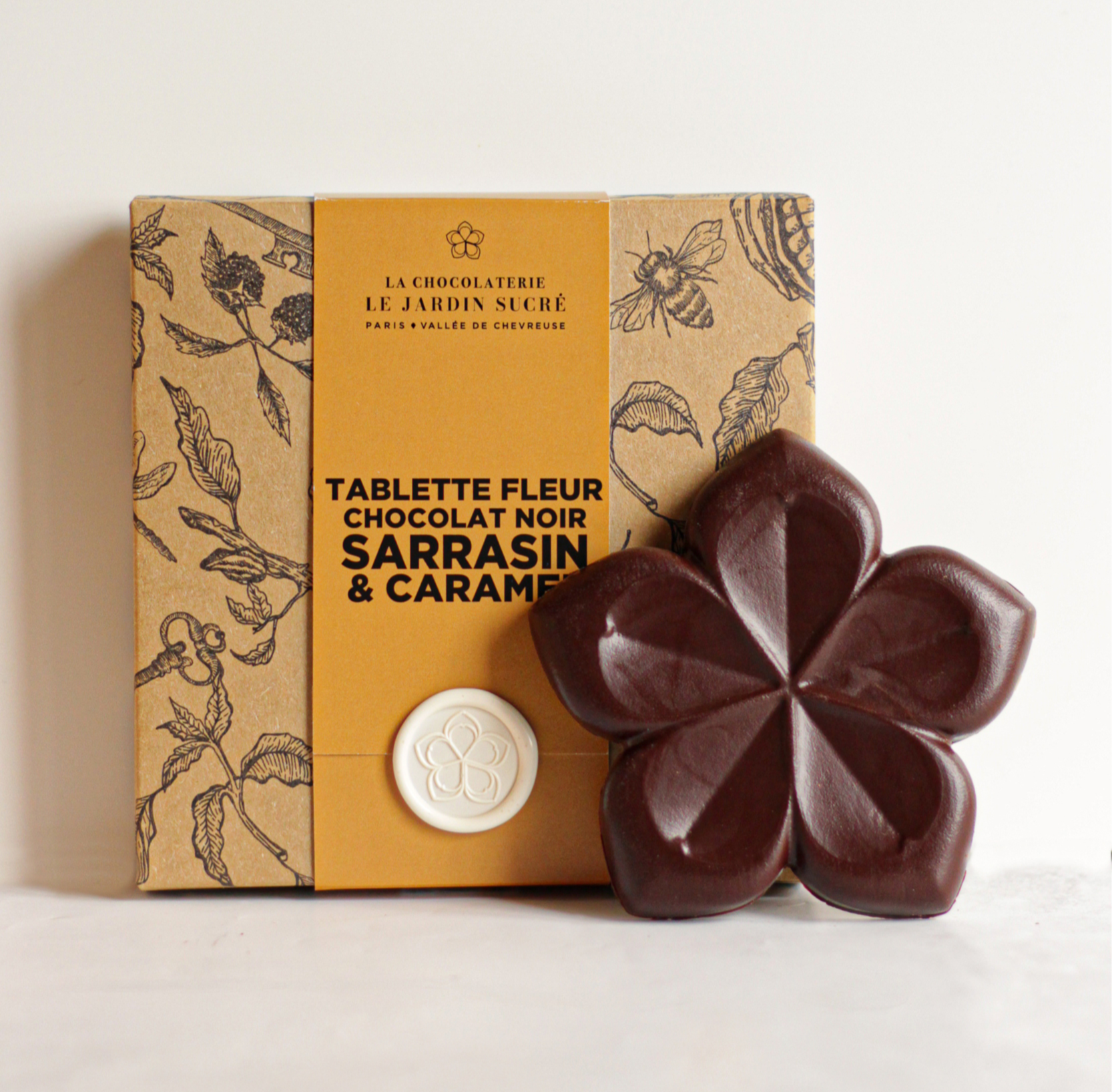 Tablette Fleur Praliné Sarrasin - Caramel & Chocolat Noir