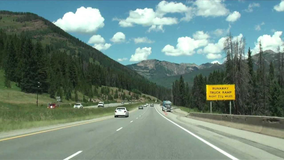 Mountain Highway with Runaway Truck Ramp Sign