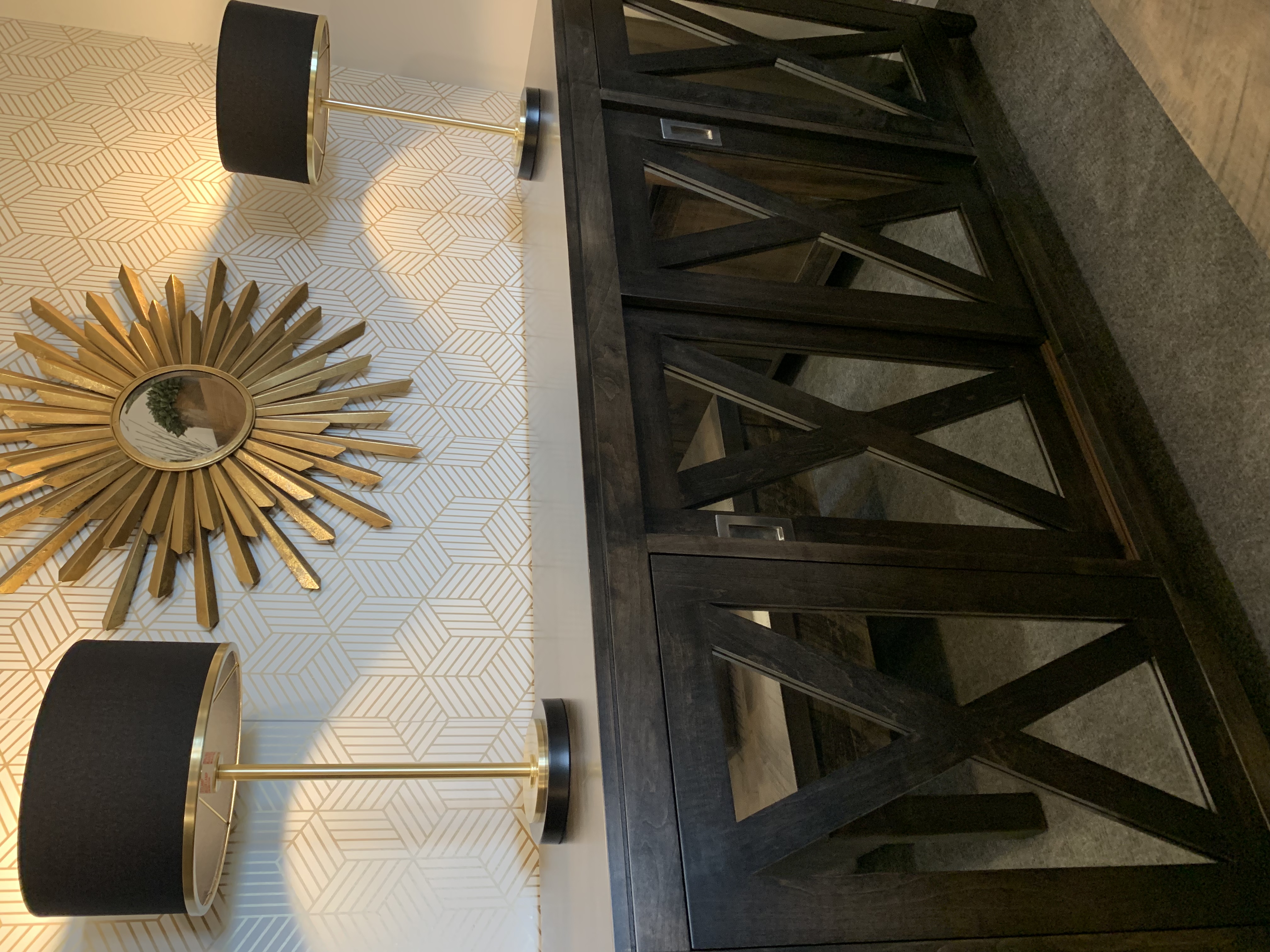 Mirrored sliding door sideboard