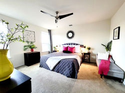 'After" Pink and Grey Main Bedroom Ella Joi Designs