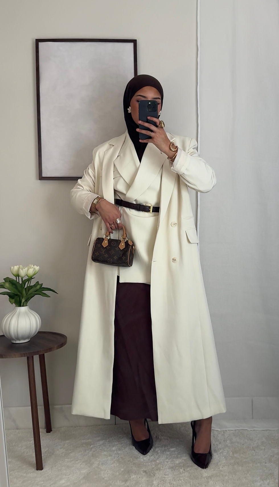 Manteau-blazer long - écru -