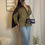 Thumbnail: Chemise ceinturée fendue - kaki -