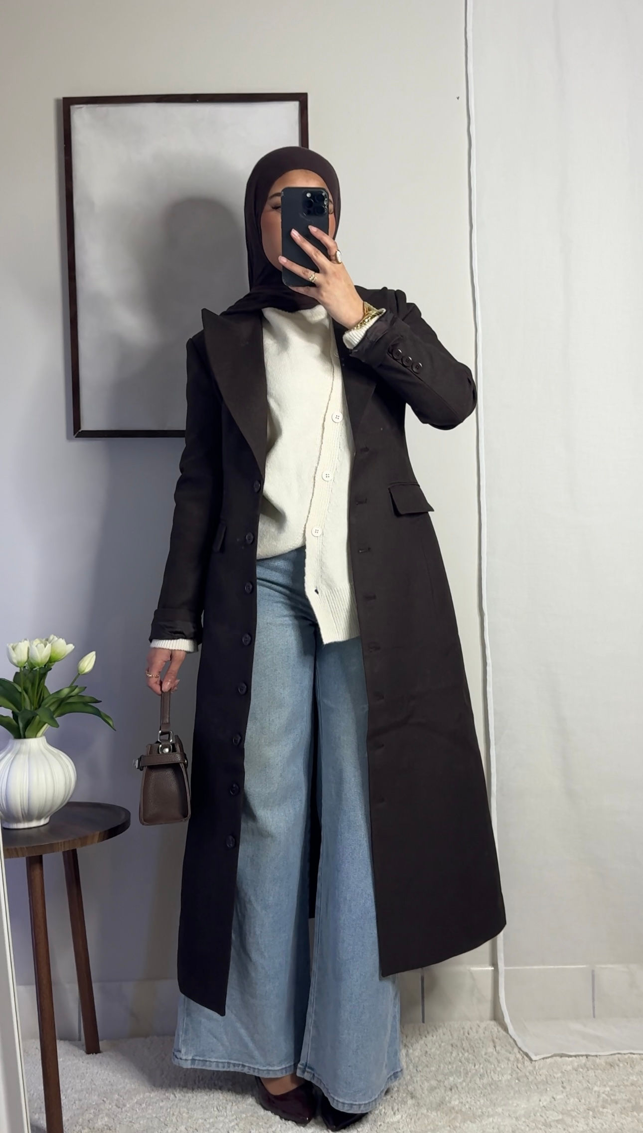 Blazer long cintré - café - 