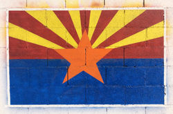 AZ FLAG spray paint on brick (2017)