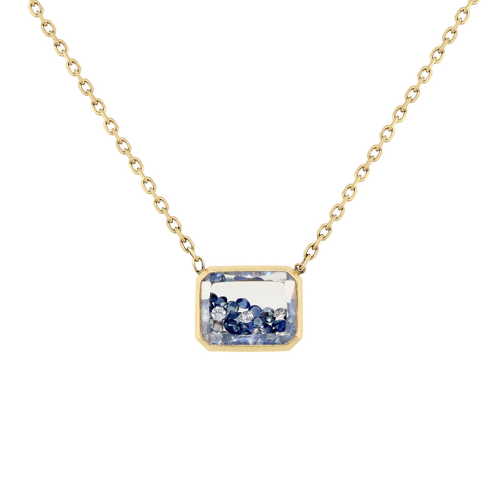 sapphire and diamond kaleidoscope shaker necklace