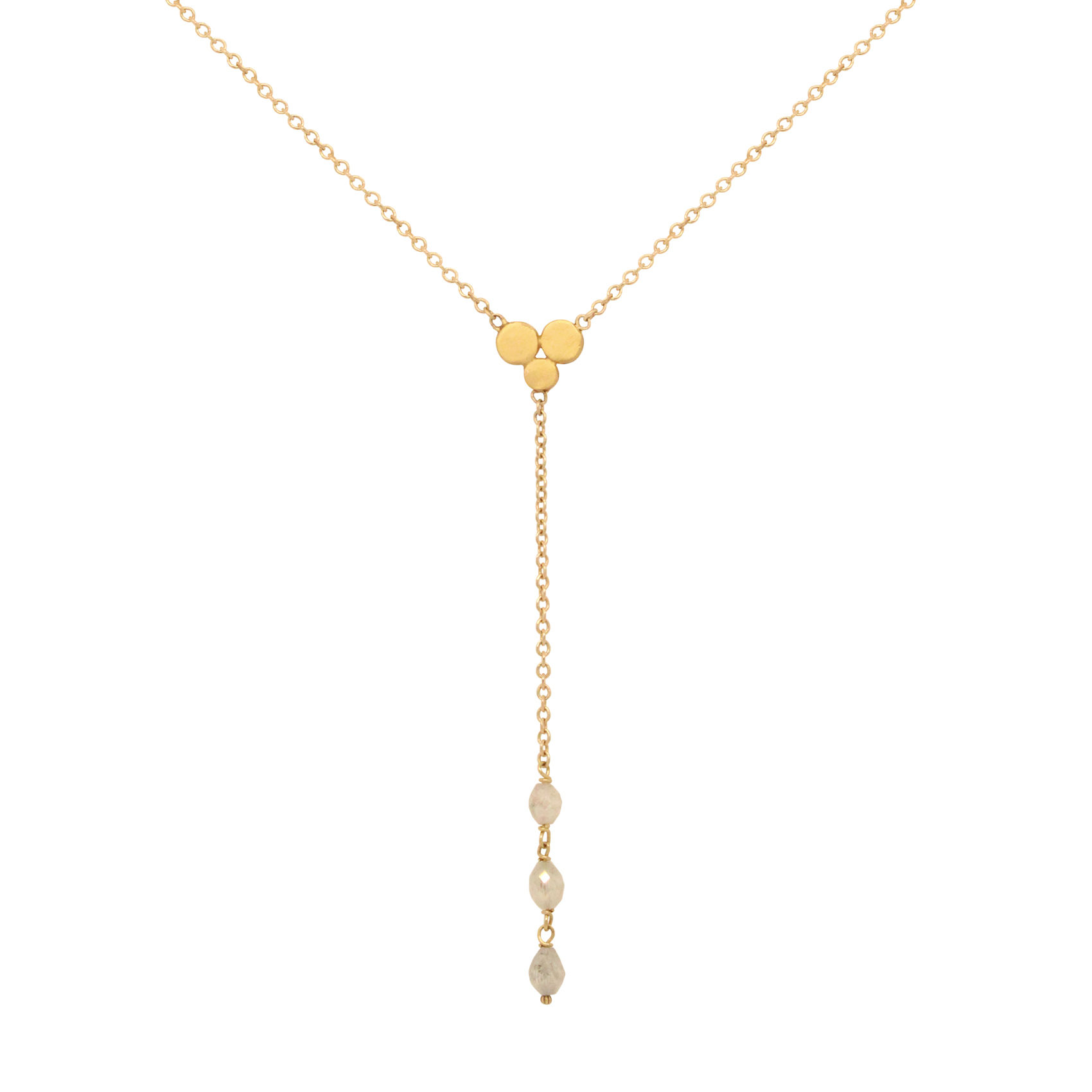 gold 'trio charm' diamond drop necklace