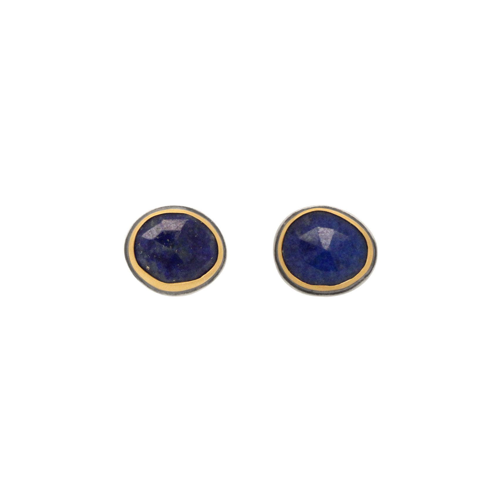 mixed metal lapis stud earrings