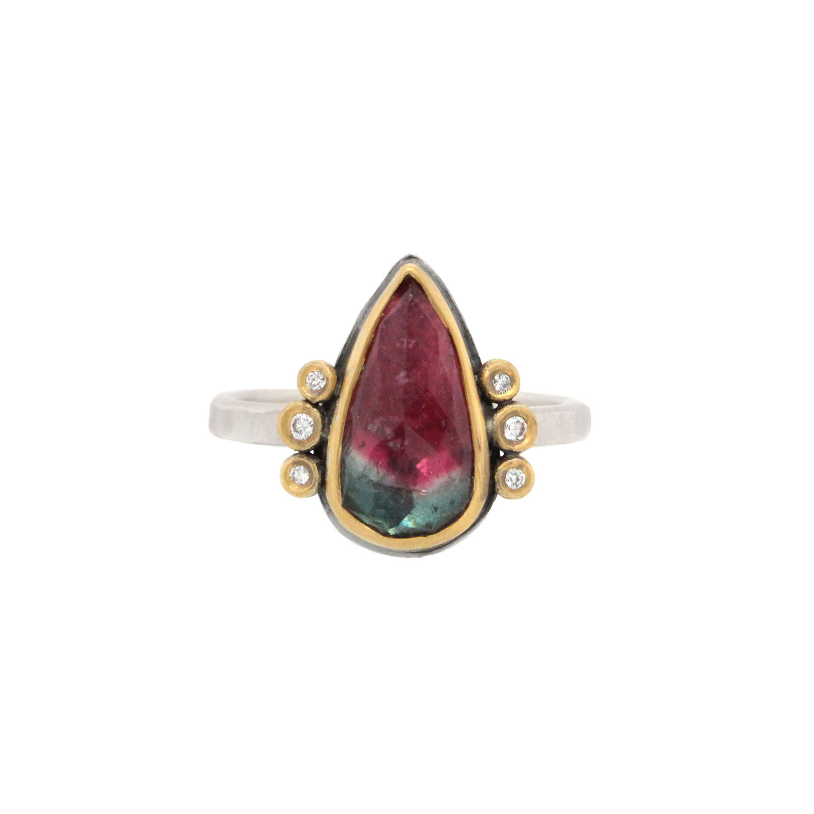 watermelon tourmaline and diamond ring