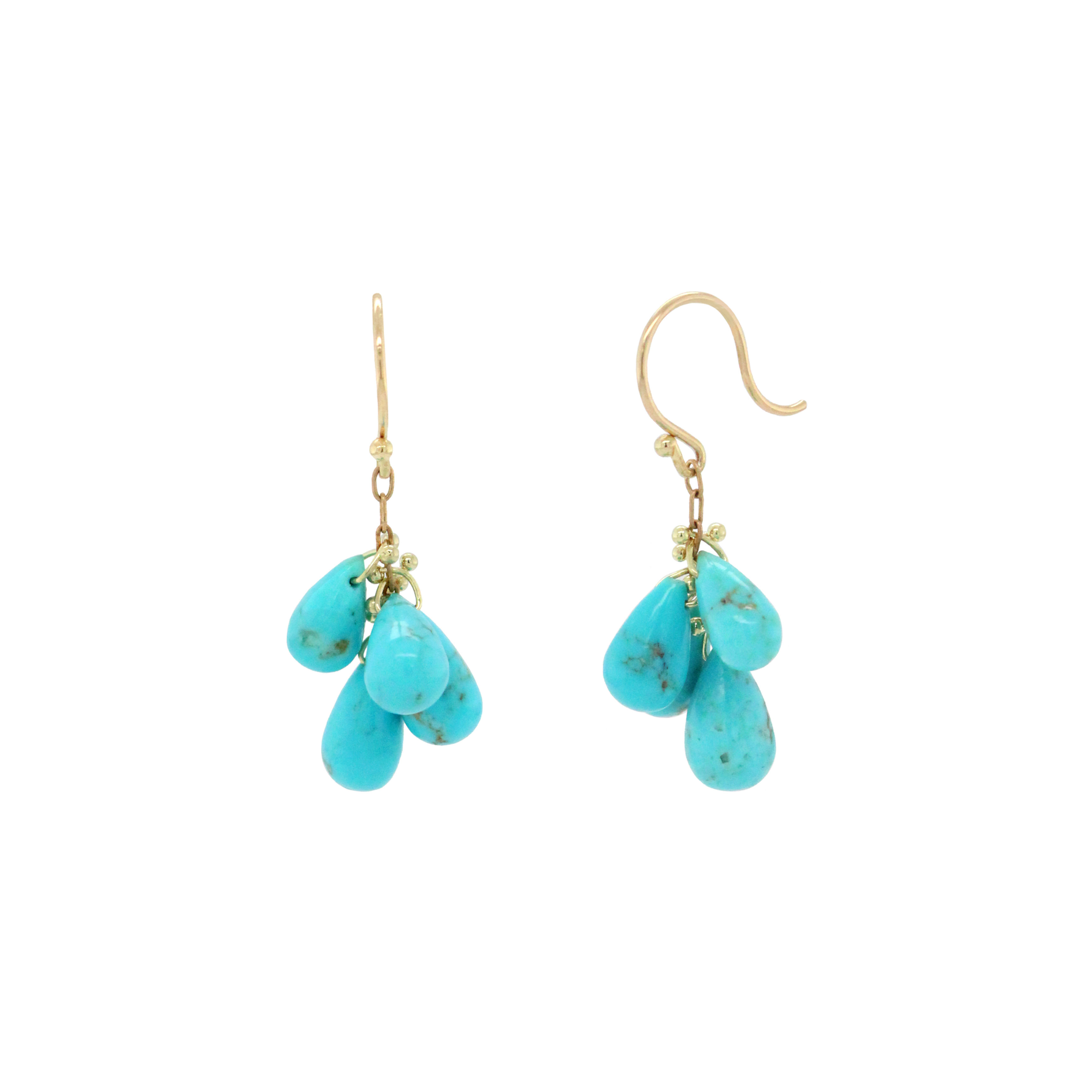 turquoise briolette cluster earrings