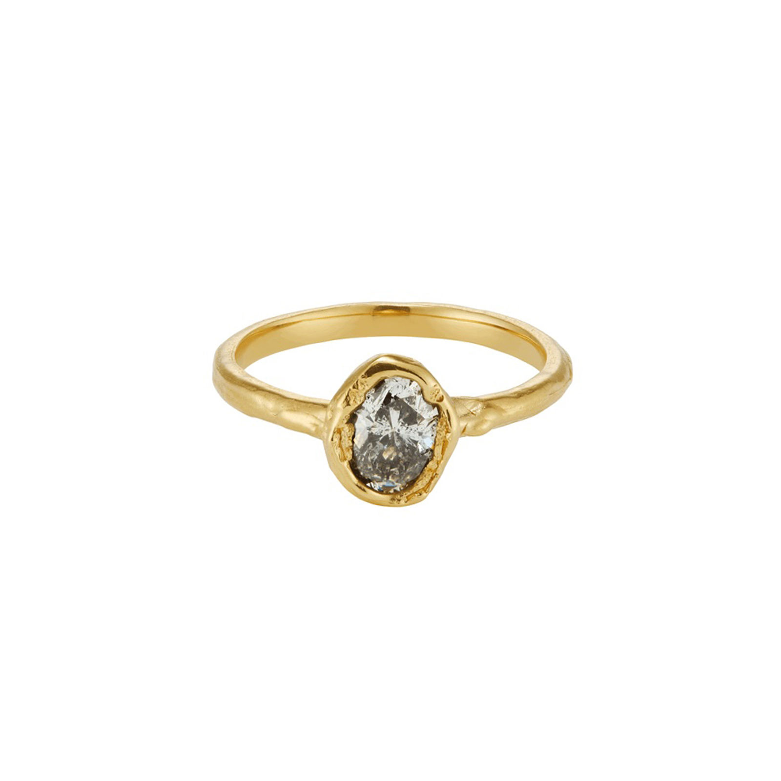 'x' salt and pepper diamond organic engagement ring