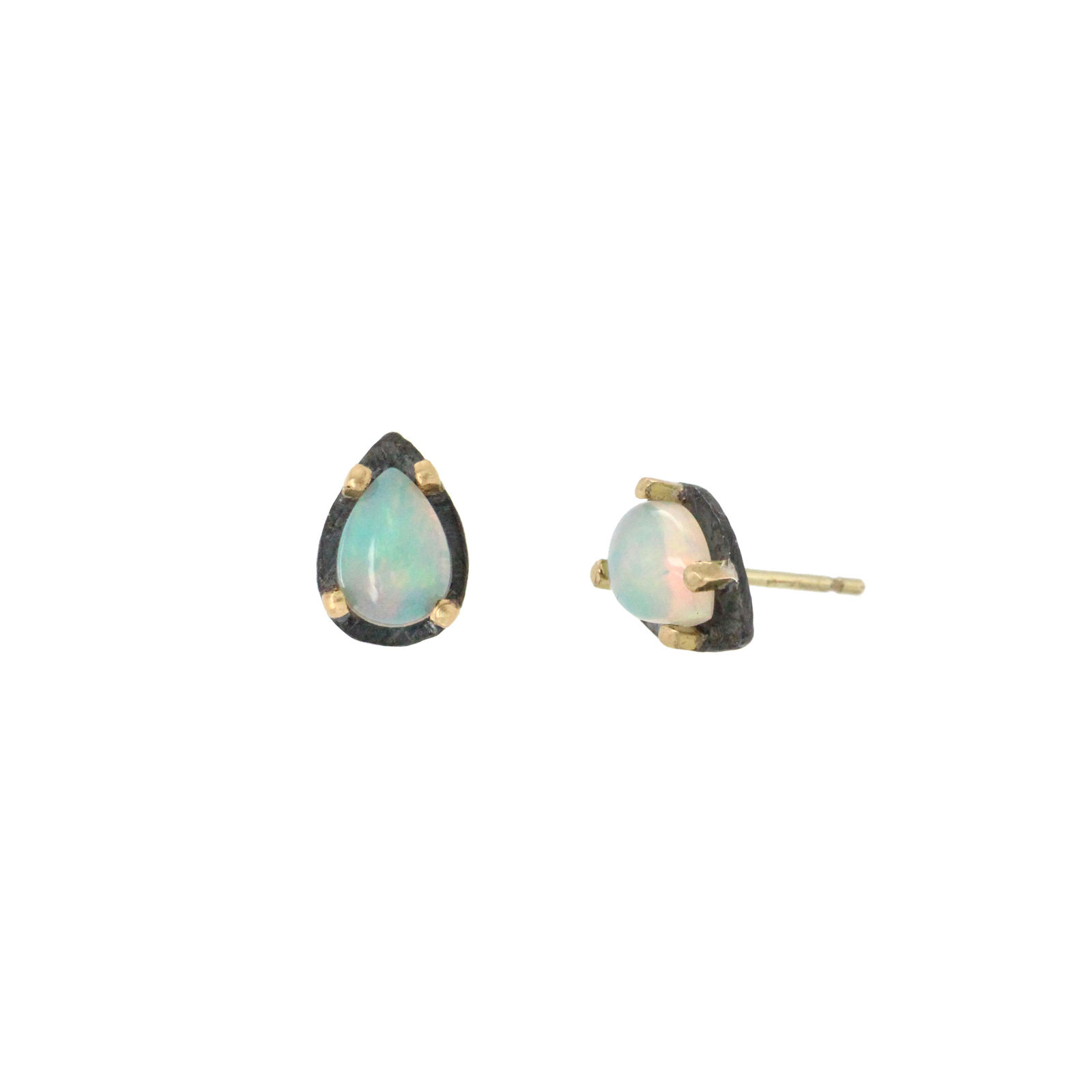 prong set white opal stud earrings