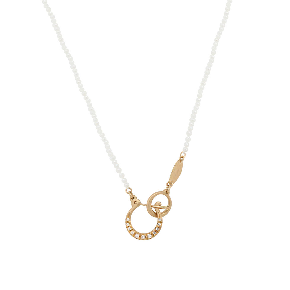 akoya pearl and diamond charm holder necklace
