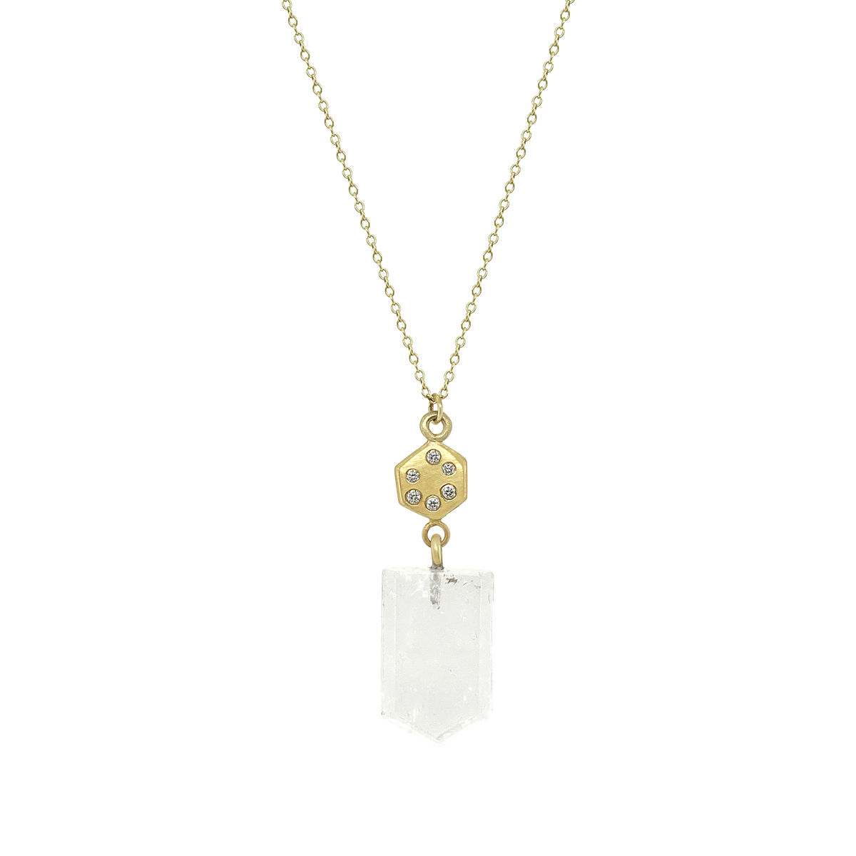 diamond and quartz 'hexagon' necklace
