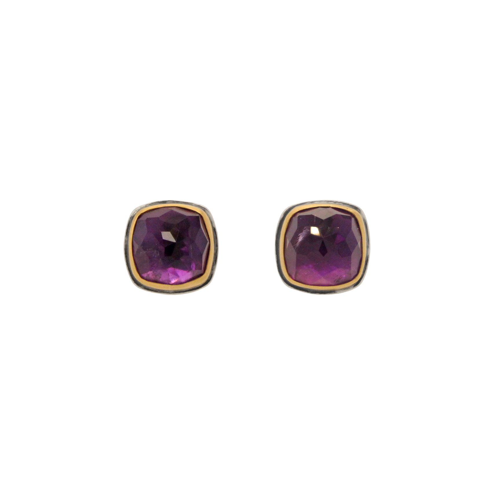 mixed metal amethyst stud earrings