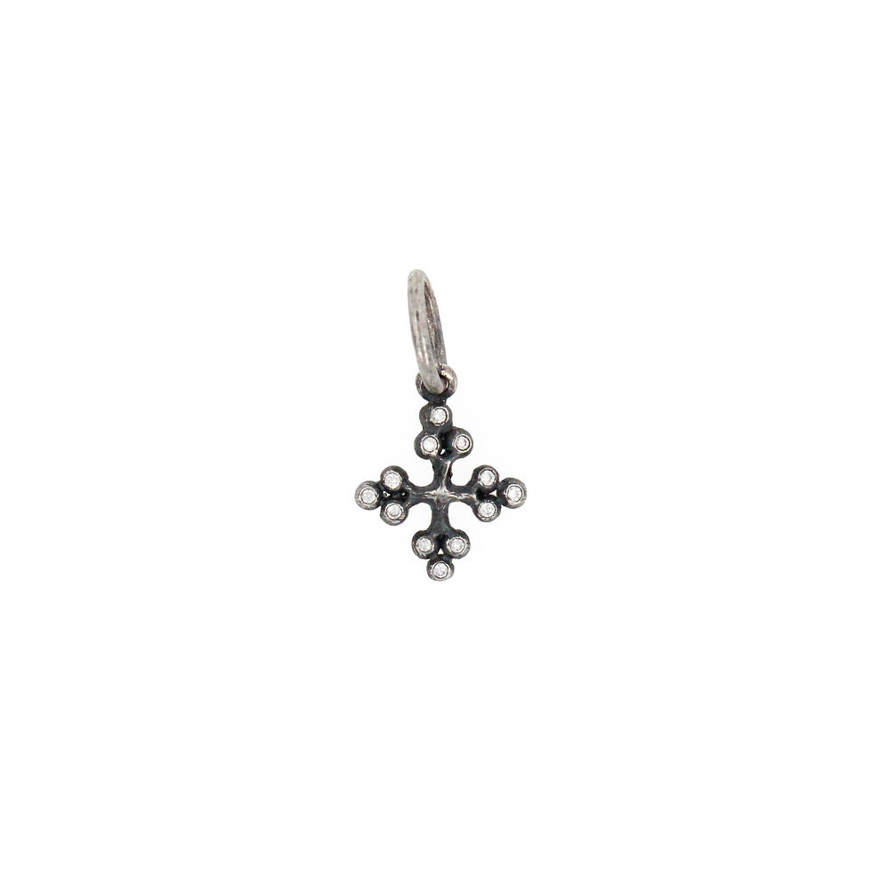 tiny diamond balled cross charm