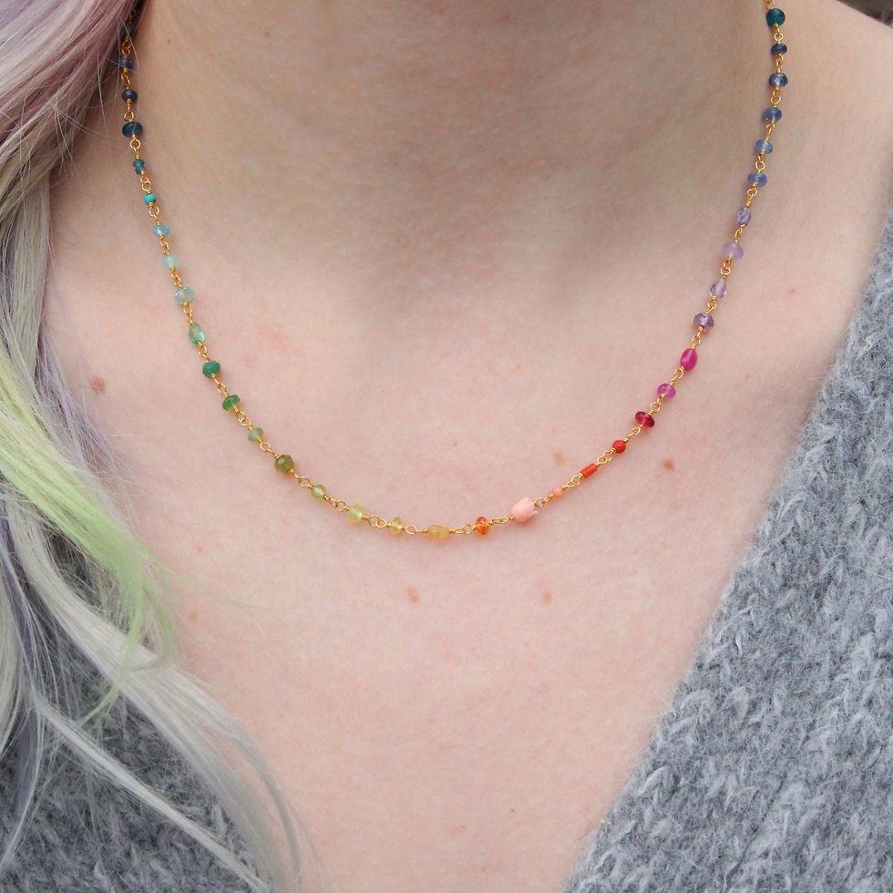 Thumbnail: rainbow gemstone 'spun sugar' necklace