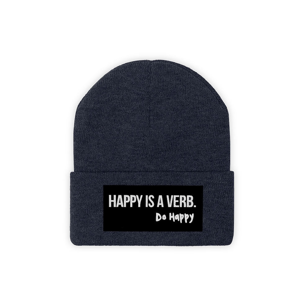 Thumbnail: Knit Beanie- Happy is a Verb