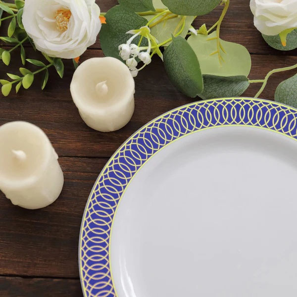 Thumbnail: 10 Pack White Disposable Party Plates Different colors with Spiral Rim,10" Round