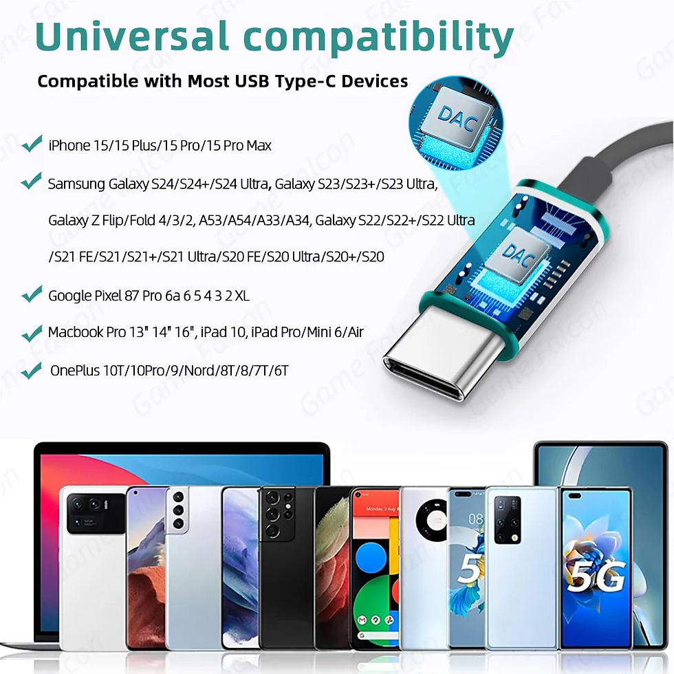 Thumbnail: USB Type C Headphone HiFi Bass Stereo Volume Control Mic 3.5mm Wired Earbuds For