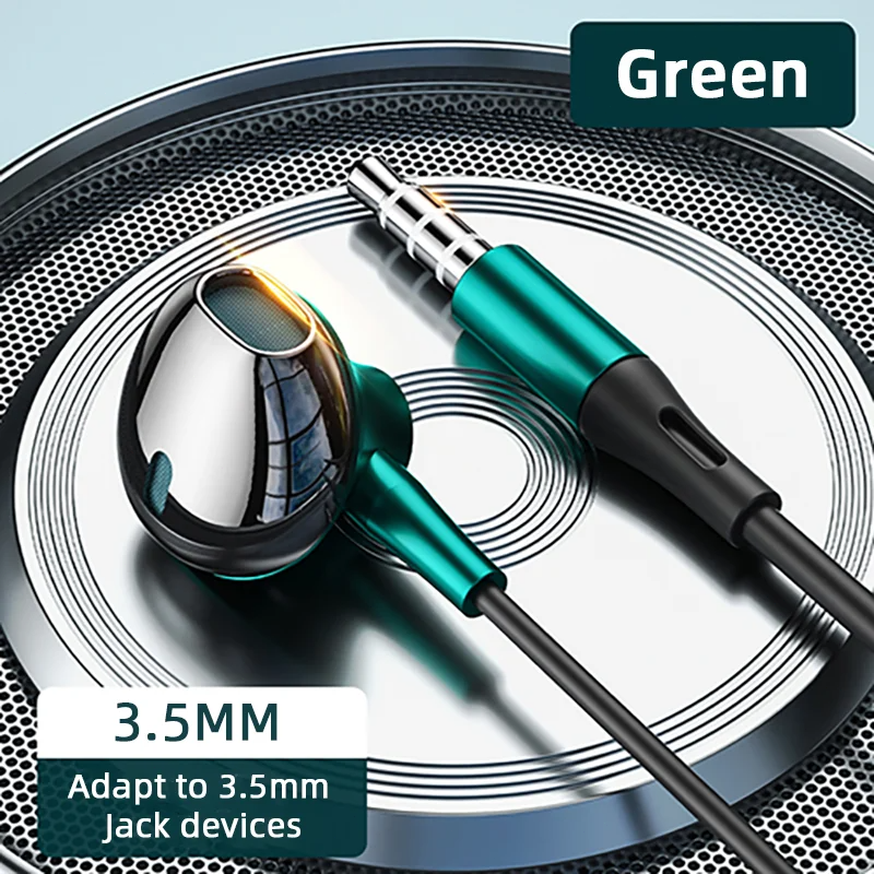 Thumbnail: USB Type C Headphone HiFi Bass Stereo Volume Control Mic 3.5mm Wired Earbuds For