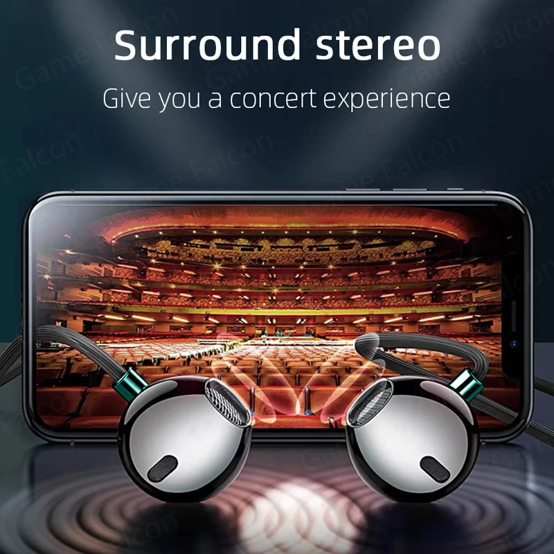 Thumbnail: USB Type C Headphone HiFi Bass Stereo Volume Control Mic 3.5mm Wired Earbuds For