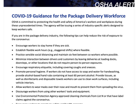 OSHA Alert to Keep Package Delivery Workers Safe