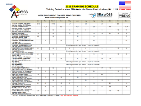 It's time to schedule the training you need in 2026!