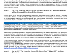 Stop Use Notice - 3M Fall Protection - Arc Flash Harnesses