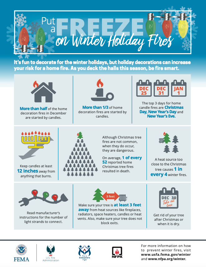 Put a Freeze on Winter Holiday Fires with these fire safety tips!