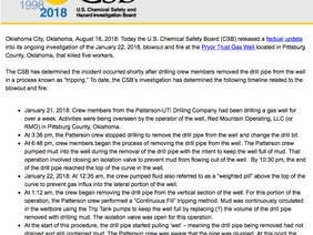 CSB Releases Factual Update on Blowout and Fire