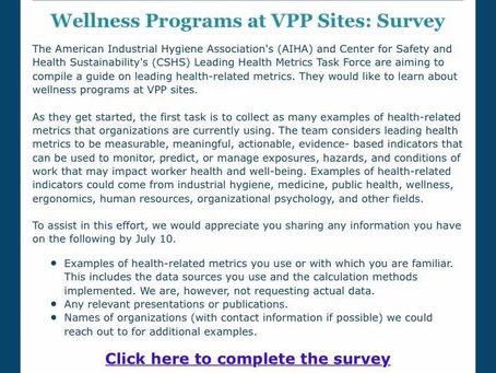 Wellness Programs at VPP Sites Survey!