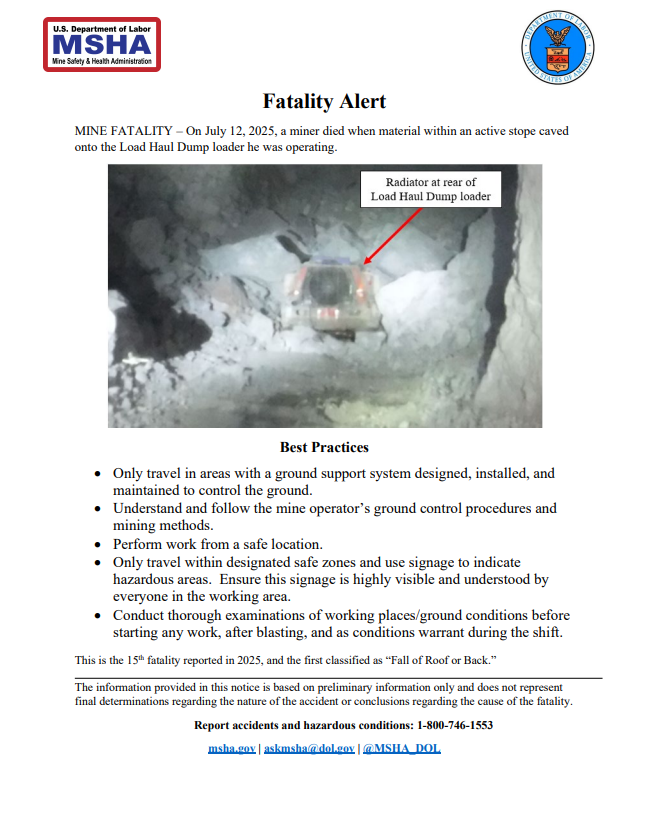 MSHA Fatality Alert: