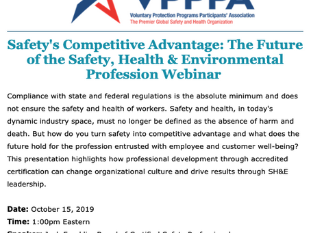 Upcoming VPPPA Webinar - Safety's Competitive Advantage