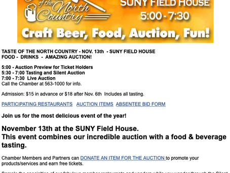 Taste of the North Country - November 13th!
